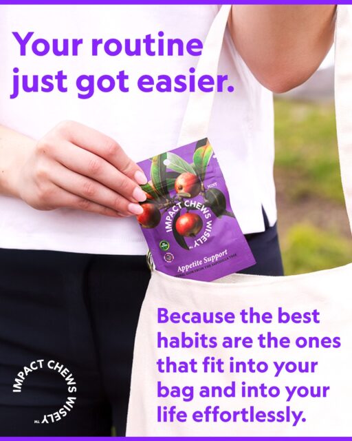 Wellness should fit your life—not complicate it. 💜

Impact Chews go wherever you go, making it easier to stay consistent with your wellness goals, feel in control of your cravings, and build better habits every day.
Because the simplest changes are the ones that stick.

Grab yours on Amazon ❯❯❯❯ Link in bio.

#HealthyLifestyle #WellnessMadeEasy #OnTheGo #DailyHabits #SimpleWellness