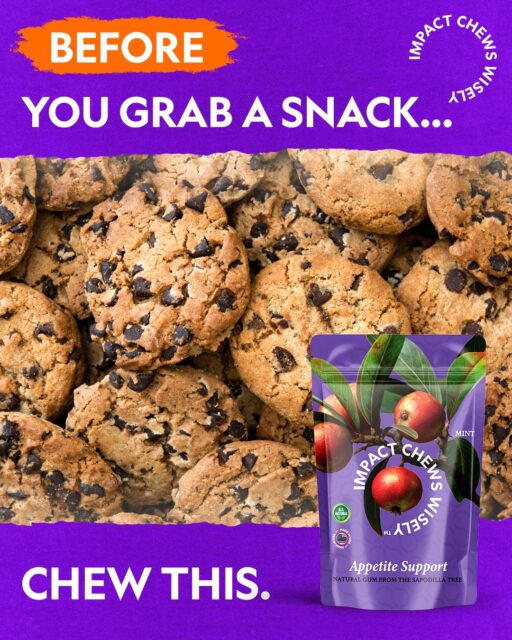 Pause before the snack. A simple chew can help you stay on track with your health goals and keep your cravings in check.

Make it part of your daily routine and chew smarter every day. Grab yours now.
ImpactChewsWisely.com 

#ImpactChewsWisely #ChewWisely #CravingControl #HealthyHabits #SugarFreeLifestyle #PlantBasedLiving #FunctionalGum